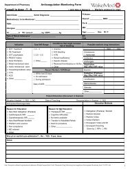 Anticoagulant Monitoring form