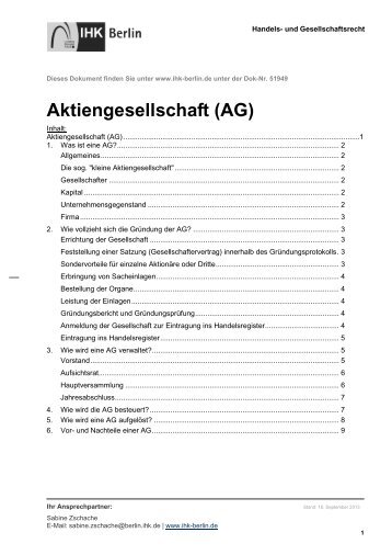 Aktiengesellschaft - IHK Berlin