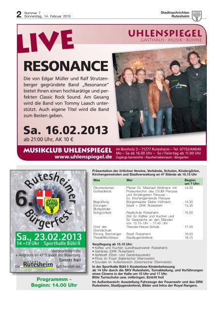 Ausgabe Nr. 7 vom 14. Februar 2013 - Rutesheim