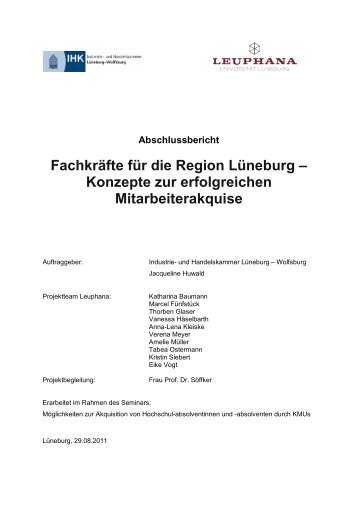 FachkrÃ¤fte fÃ¼r die Region LÃ¼neburg â Konzepte zur erfolgreichen ...