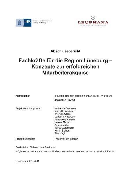 FachkrÃ¤fte fÃ¼r die Region LÃ¼neburg â Konzepte zur erfolgreichen ...