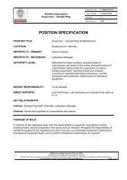 POSITION SPECIFICATION - Bureau Veritas