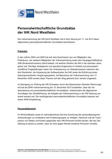 Personalwirtschaftliche Grundsätze der IHK Nord Westfalen final