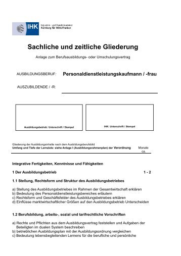 Sachliche und zeitliche Gliederung Personaldienstleistungskaufmann