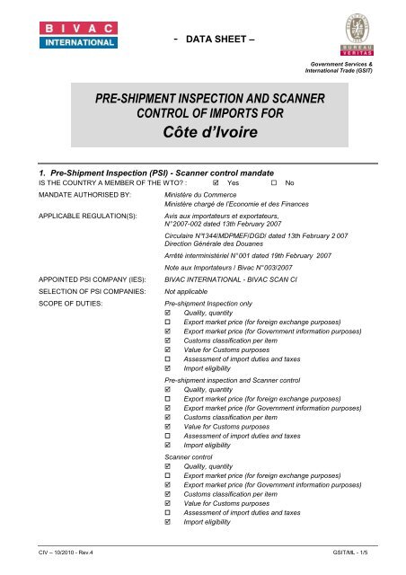 DATA SHEET - Bureau Veritas