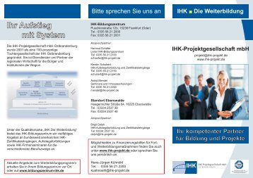 Bitte sprechen Sie uns an - IHK-Projektgesellschaft mbH