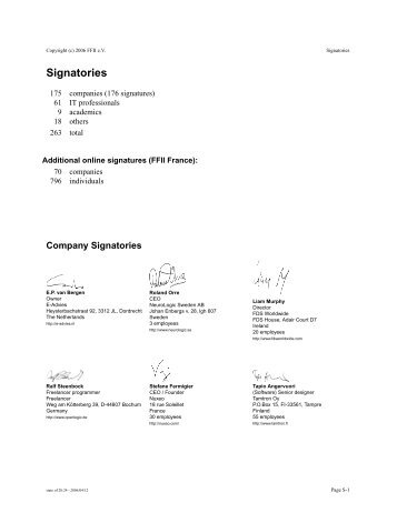 Signatories - FFII