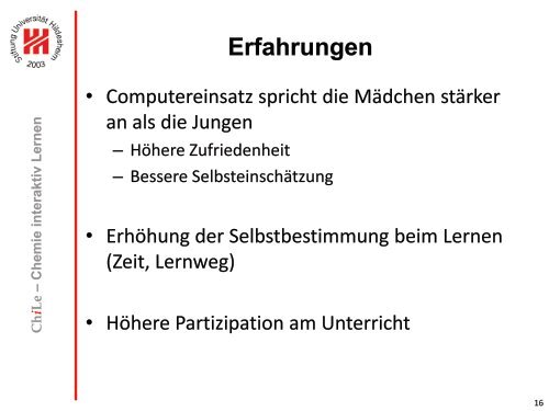 Chemie interaktiv lernen - Computernutzung im Chemieunterricht ...