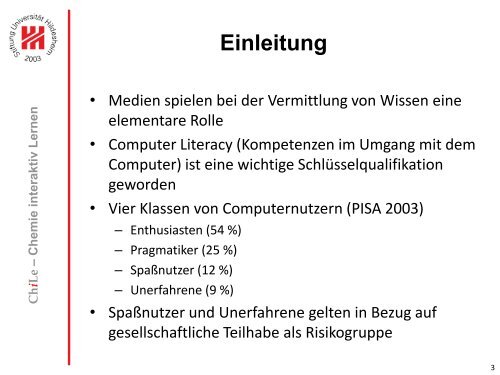 Chemie interaktiv lernen - Computernutzung im Chemieunterricht ...