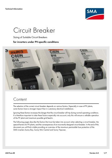 Circuit Breaker - Sizing of Suitable Circuit Breakers for inverters ...