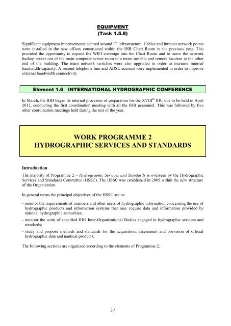 international hydrographic organization annual report 2011 ... - IHO