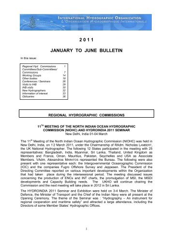 2 0 1 1 JANUARY TO JUNE BULLETIN - IHO