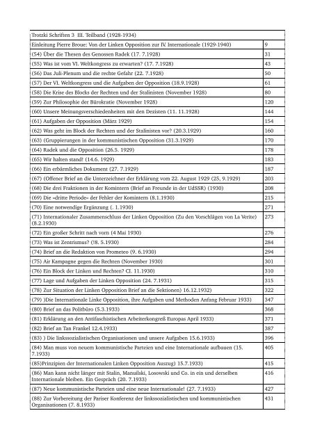 Trotzki Schriften 3 III. Teilband (1928-1934 ... - Neuer ISP Verlag