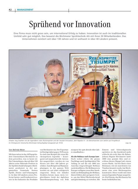 Sprühend vor Innovation - Birchmeier Sprühtechnik AG