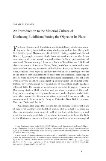 An Introduction to the Material Culture of Dunhuang Buddhism