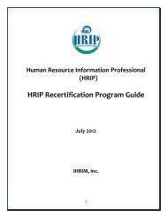 HRIP Recertification Program Guide - IHRIM