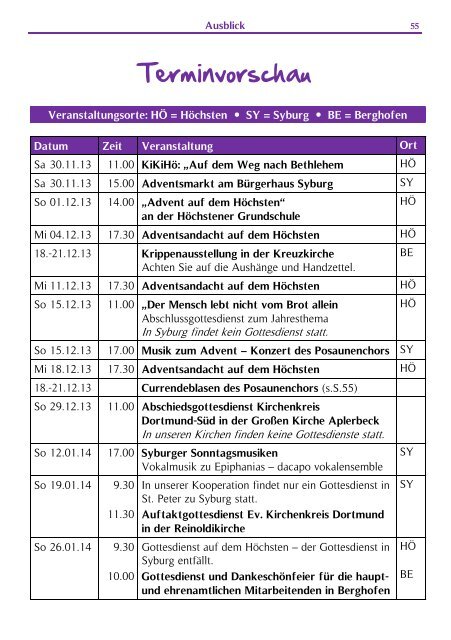 Lichtblick - Kirchengemeinde Syburg, Holzen, Auf dem Höchsten