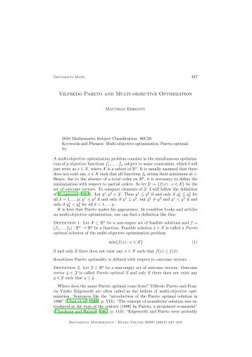Vilfredo Pareto and Multi-objective Optimization - Department of ...