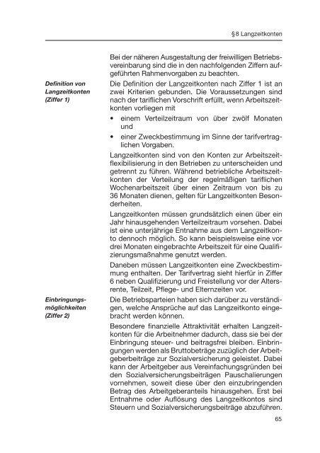 Tarifvertrag Lebensarbeitszeit und Demographie - DiAG, Muenster ...