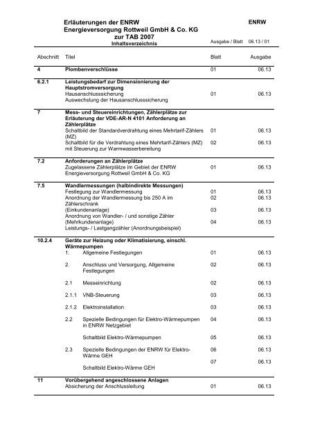 Erläuterungen der ENRW zur TAB 2007 - ENRW Energieversorgung ...