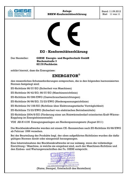 Energator HB15-30 HB15-30-IN - Giese Energie- und Regeltechnik