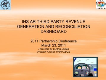 IHS AR Third Party Revenue Generation and Reconciliation ...