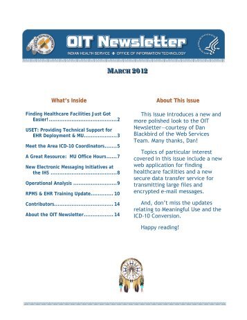OIT Newsletter, March 2012 - Indian Health Service