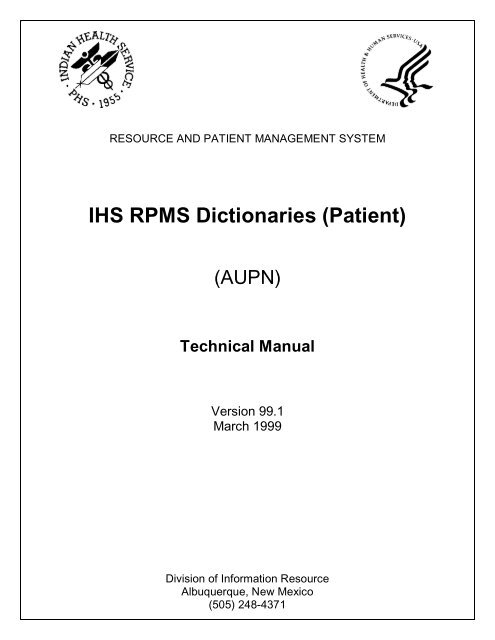 IHS RPMS Dictionaries (Patient) (AUPN) - Indian Health Service