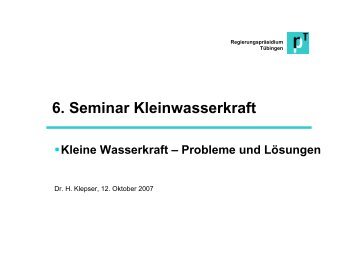 6. Seminar Kleinwasserkraft - IHS - UniversitÃ¤t Stuttgart