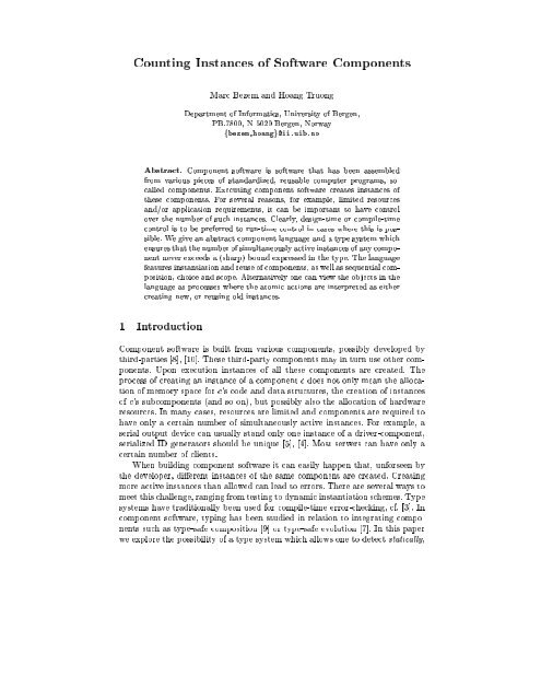 Counting Instances Of Software Components Marc Bezem And