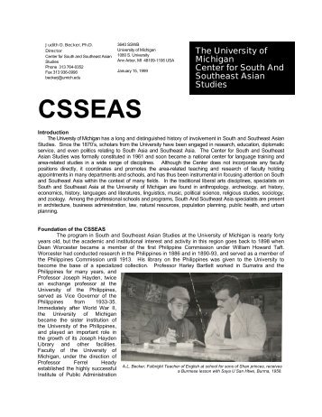 CSSEAS History Brochure - International Institute - University of ...