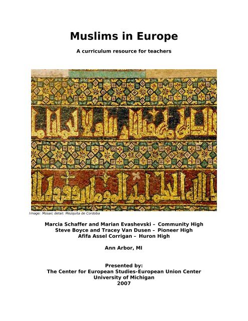 Muslims in Europe: - International Institute - University of Michigan