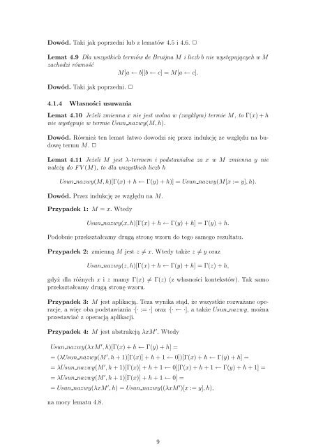 Formalny opis rachunku lambda i nie tylko, kolejna wersja