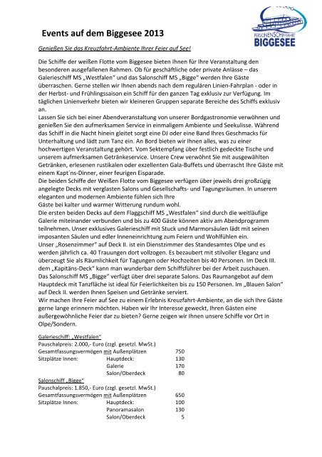 Events auf dem Biggesee Übersicht 2013.pdf - Personenschifffahrt ...