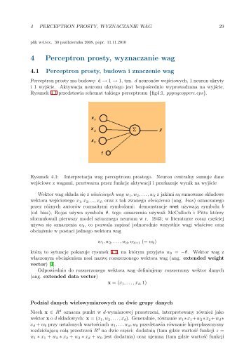 4 Perceptron prosty, wyznaczanie wag