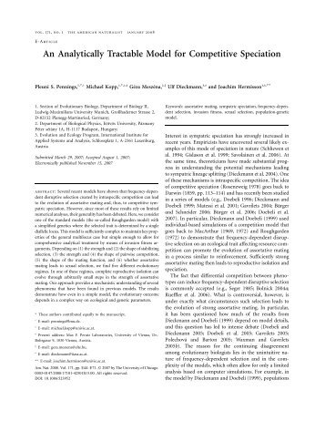 An Analytically Tractable Model for Competitive Speciation - MaBS.at