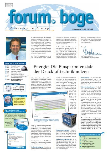 Energie: Die Einsparpotenziale der Drucklufttechnik nutzen - Boge ...