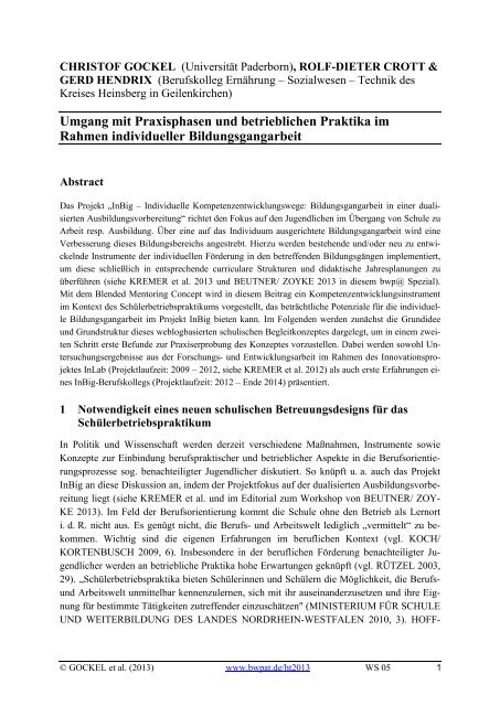 Umgang mit Praxisphasen und betrieblichen Praktika