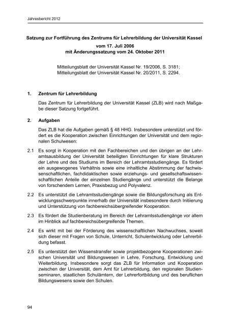 Jahresbericht 2012 - KOBRA - Universität Kassel