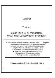 Castrol Trained CleanTech GHG mitigation, Fossil Fuel Conservation Evangelist
