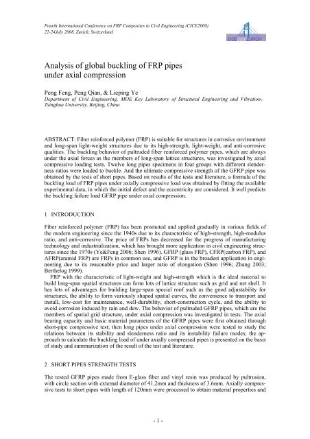 Analysis of global buckling of FRP pipes under axial compression