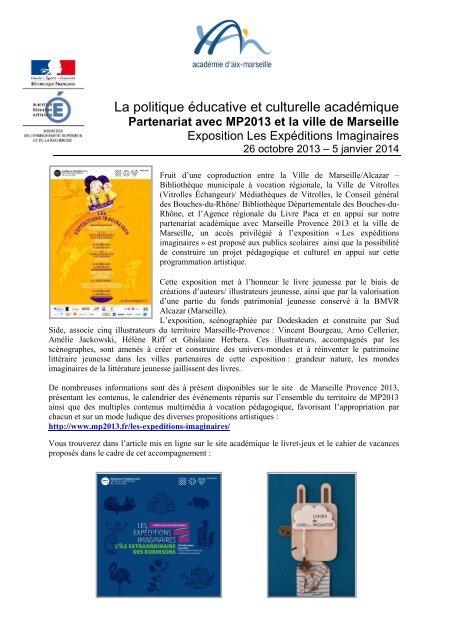 Article Exposition "Les Expéditions Imaginaires" - Académie d'Aix ...