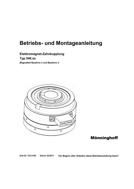 Betriebs Und Montageanleitung Maschinenfabrik Monninghoff