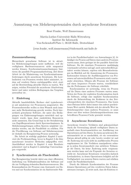 Ausnutzung von Mehrkernpotenzialen durch asynchrone Iterationen