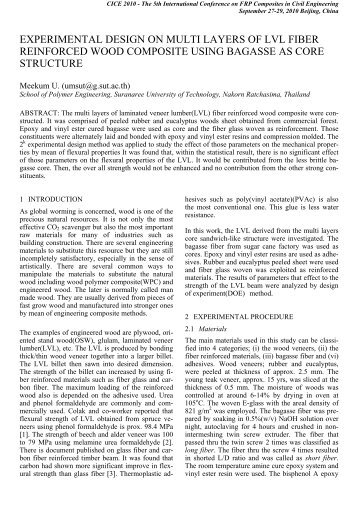 Experimental Design On Multi Layers Of LVL Fiber Reinforced Wood ...