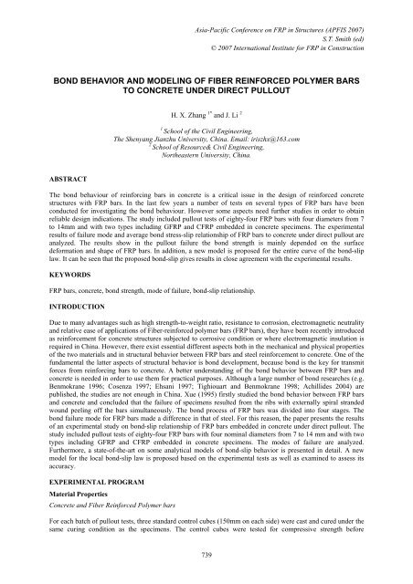 bond behavior and modeling of fiber reinforced polymer bars to ...
