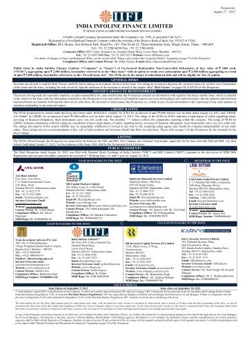 securities and exchange - India Infoline Finance Limited