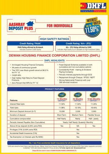 DHFL Ashray Deposit Plus - Individuals - India Infoline Finance ...