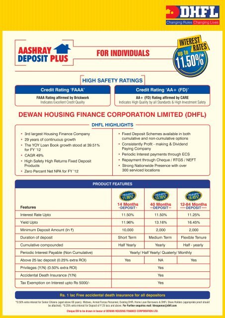 DHFL Ashray Deposit Plus - Individuals - India Infoline Finance ...