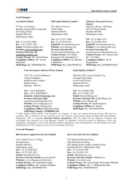 INDIA INFOLINE FINANCE LIMITED - Securities and Exchange ...